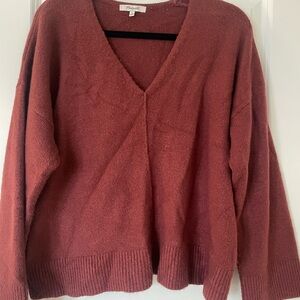 Madewell Burgundy V-Neck Sweater Relaxed Fit